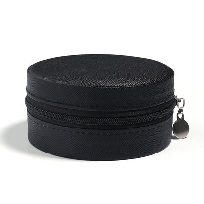 1 Pc PU Leather Jewelry Box Round Jewelry Organizer Case Multicolor Portable Necklace Earrings Rings Display Mini Storage Box