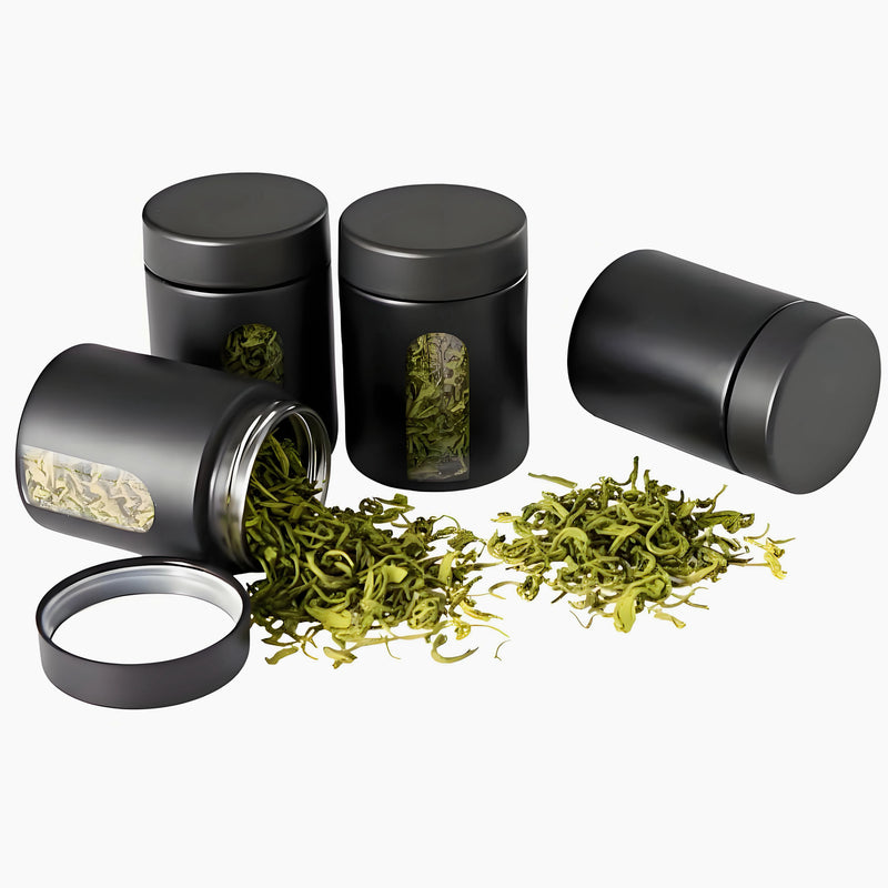 Glass Storage Jar (4 oz, 120ml) Smell Proof Visual Container with Child Resistant Cap Multipurpose for Coffee Teas Herbs Spices
