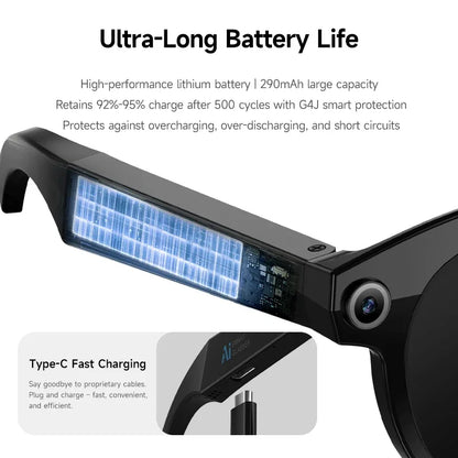 2027 Lenovo 8K HD AI Smart Glasses Real-time Translation 1600WDual Camera Bluetooth Call Shoot Audio Video Music Play Sunglasses