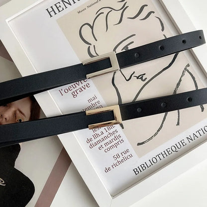 Summer belt women Korean version of simple fashion with retro black small decorative belt belt trousers belt