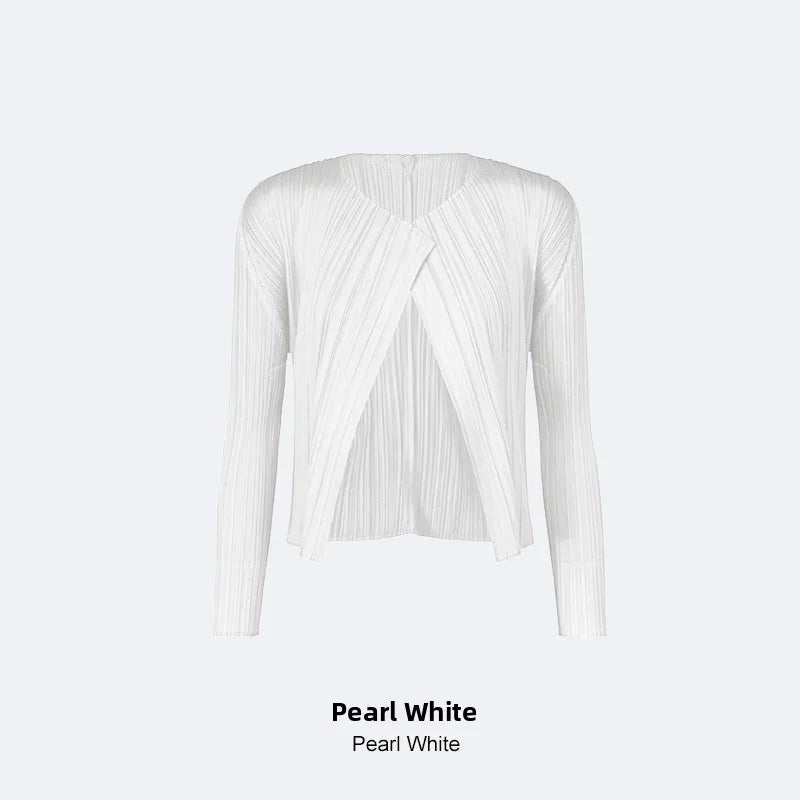 Slimming Woven ort Coat Jaet Women's Faion Spring Autumn Thin Design Sense Folded Cardigan Outerwear Sli Outer Layer