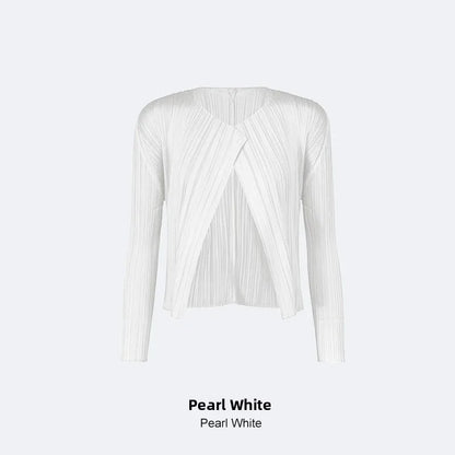 Slimming Woven ort Coat Jaet Women's Faion Spring Autumn Thin Design Sense Folded Cardigan Outerwear Sli Outer Layer