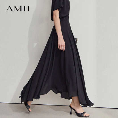 AMII Minimalist Office Lady Skirts Women 2025 New Summer Solid Loose Asymmetric Large A-line Skirt Female Fashion 12542168