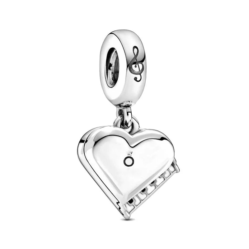 Guitar Microphone Music 925 Sterling Silver Charm Pendant Suitable Fit Original Bracelet Necklace keychain Jewelry Accessories