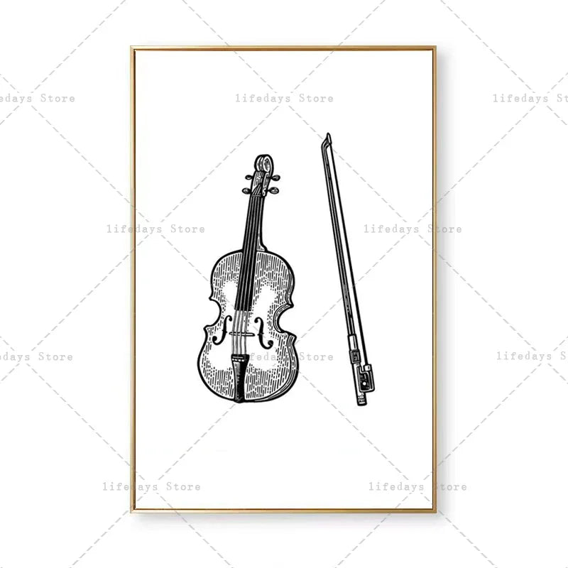 Canvas Painting Modern Minimalist Piano Violin Drum Kit Musical Instrument Print Wall For Piano Room Home Decor Wall Decor