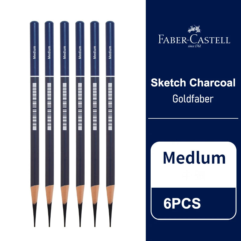 5 / 6 PCS Faber Castell Goldfaber Charcoal Graphite Sketch Set EX-Soft Medium Hard soft Pencils Drawing Sketching Shading Artist