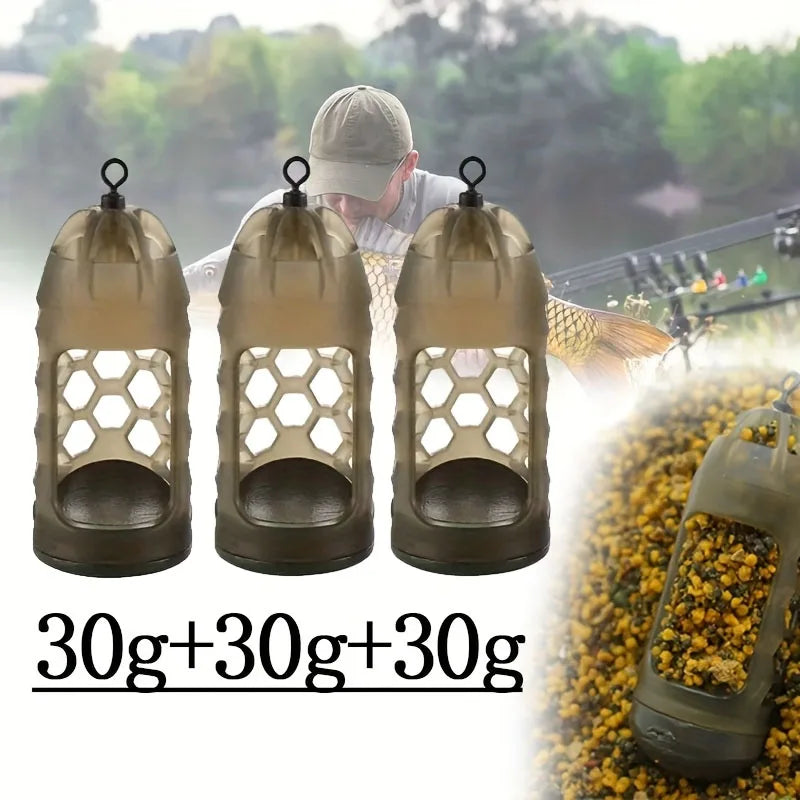 2/3pc Carp Fishing Feeder with Weight | Light Brown High-Density Polymer Bait Holder for Efficient Distribution & Easy Loading