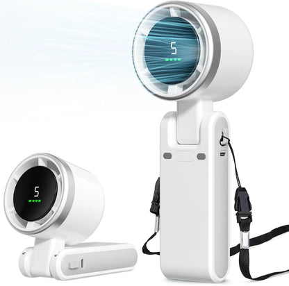 Mini High-speed Handheld Fan Usb Charging Digital Display Portable Desktop Folding Hanging Camping Violent Turbo Fan