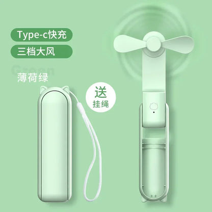 Portable Hand Held Fan with USB Rechargeable 2000mAh Battery, Foldable, Small,or Girls, Travel For Women, Outdoor Amagi