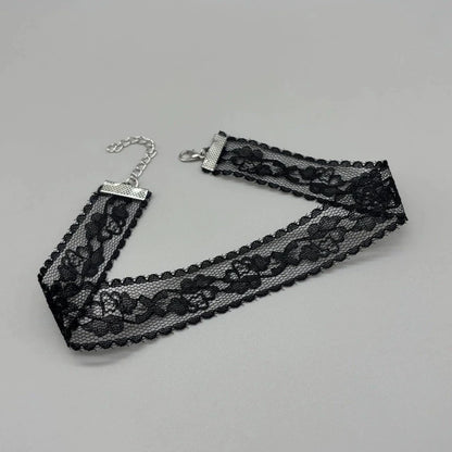 New Simple Lace Rose Flower Necklace Women's Choker Light Luxury Lace Collarbone Chain Black White Lace Jewelry Accessory