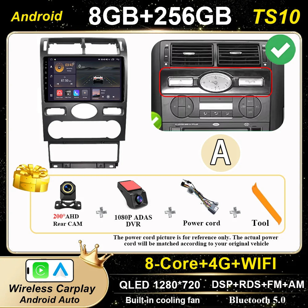 Android 16 GPS Navigation  For Ford Mondeo 2004 -2007 Auto Multimidia Video Player Carplay Head Unit Radio Stereo Car Dvd WIFI