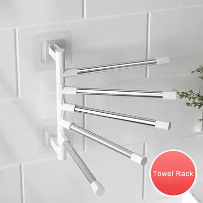 Bathroom Towel Rack Rotatable Towel Holder Space Aluminum 2/3/4/5/6-Bar Towel Hanger Kitchen Shelf Paper Hanging Wall Mounted