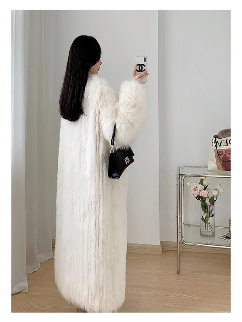 Long fur Coat for Women in Winter 2024 Loose Fitting Imitation Fox fur One-piece fur Coat Thickened Young Style Solid Color Coat