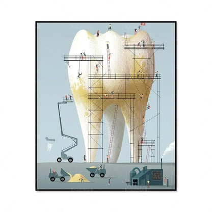 Modern Dental Art Teeth Canvas Painting for Home Living Room  Bedroom Wall Decor Stylish Poster Print