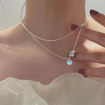 925 Sterling Silver Heart-Shaped Crystals Pendant Necklaces For Women Elegant Luxury Quality Jewelry Exquisite Accessories