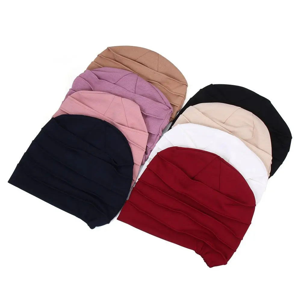 Women Elastic Turban Beanie Soft Cotton Bonnet Muslim Hijabs Head Wrap Chemo Hat