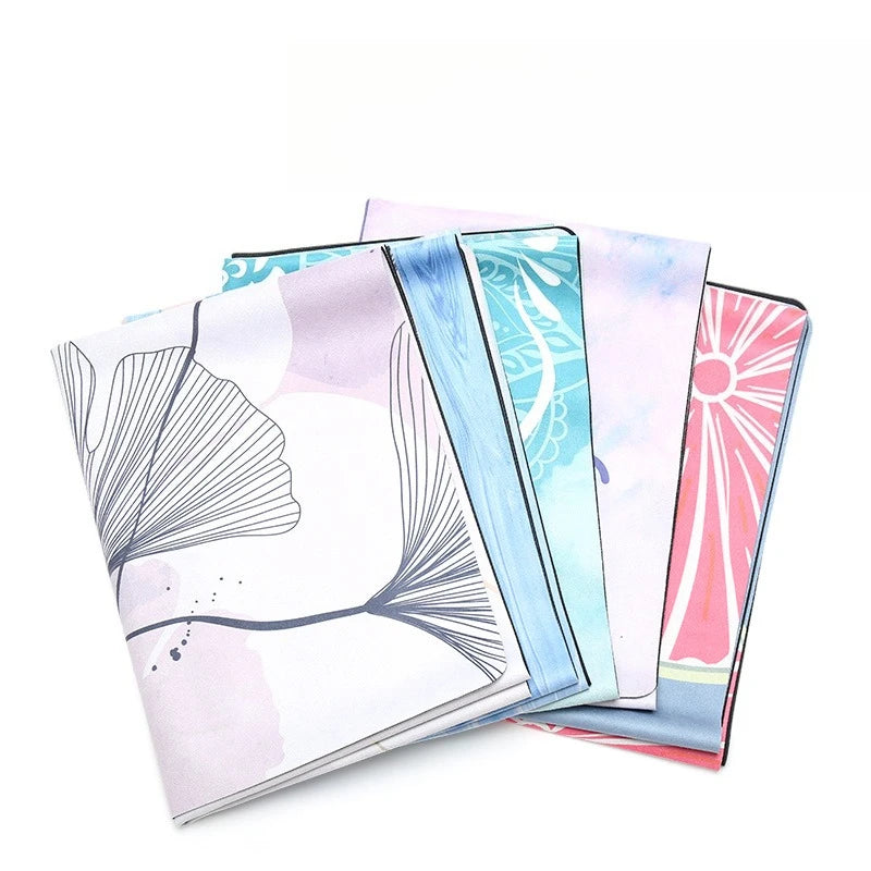 1.5mm Suede Fabric Natural Rubber Yoga Mat Wear Resistance Yoga Towel Portable Fitness Mat Foldable Anti-slip Yoga Mat