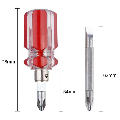 Double-Bit Screwdriver, 1 PCS Stubby Screwdriver with Phillips and flathead Headed, Tool for DIY, Repair & Maintenance Projects