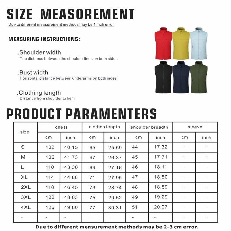 Custom Logo Standing Collar Vest Warm Full Zip Up Sleeveless Jackets Lightweight Outdoor Hiking Vest Man’s Volunteer Waistcoat