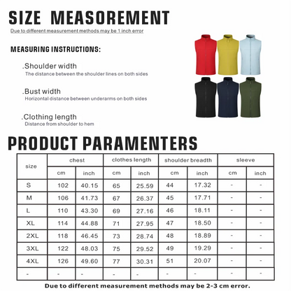 Custom Logo Standing Collar Vest Warm Full Zip Up Sleeveless Jackets Lightweight Outdoor Hiking Vest Man’s Volunteer Waistcoat