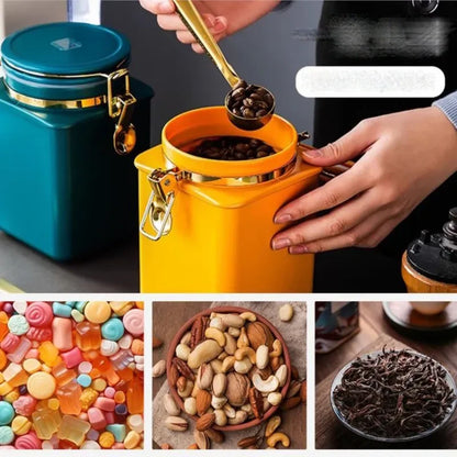 1.1L Storage Bottle Coffee Powder Sugar Container Airtight Can Holder Canister with Valve Household Food Storage Container
