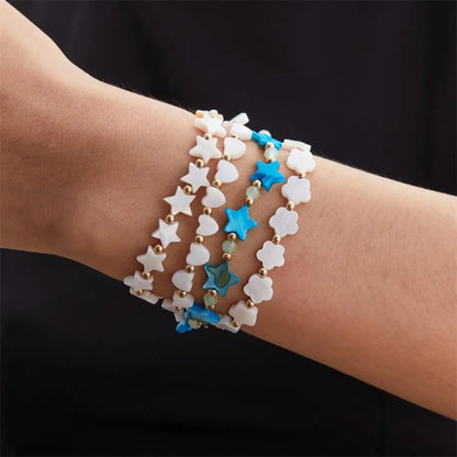 Fashion Cute Shell Heart-shaped Five-pointed Star Wax Rope Beaded Bracelet for Women Bohemia Sunmer Beach Jewelry Accessory Gift