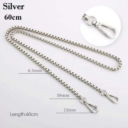 40/60/90cm Metal Chain Shoulder Bag Strap Handbag Handles DIY Purse Replacement Long Beaded Chain Shoulder Bag Straps Chain Belt