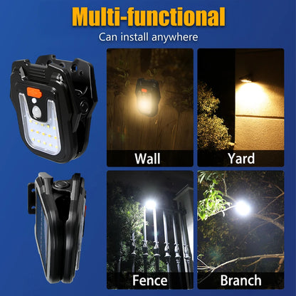 Solar Clip Lamp Motion Sensor- Wall Mounted  Light for Garden/Courtyard/Fence Emergency Night Light Safety Lighting for Yard Use