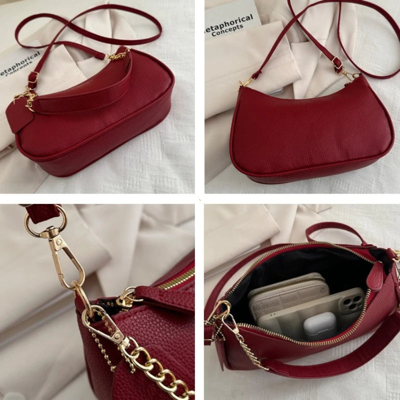 Faionable Casual Crossbody Bag Women's Oulder Bag Trendy Design 2026 Spring Underarm Bag Soft PU Leather Color Handbags Purses