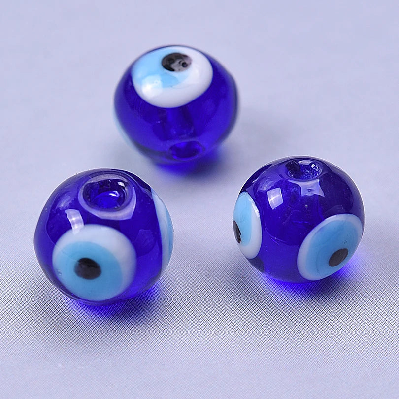 10/20/30pcs 10x10mm round beads loose evil eye spacing glass beads used for jewelry making crafts DIY bracelet accessories bulk