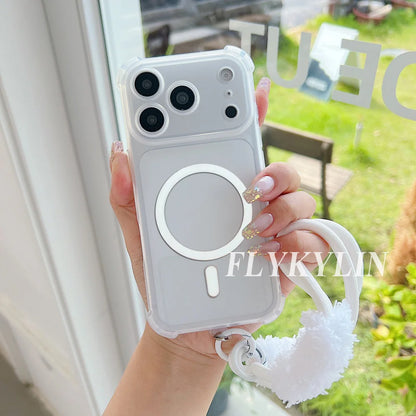 For Xiaomi 15T 14T 13T 12T Pro 12S 12X 14 Pro 17 Pro Max Magnetic Rechargeable Protective Case Equipped With Plush Hand Rope
