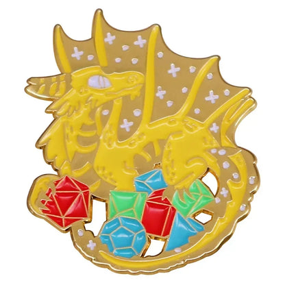 RPG Dice Game D&D Enamel Pins Dungeons Brooch Fashion Personality Lapel Badge Hoodie Decorative Accessories Fans Gift