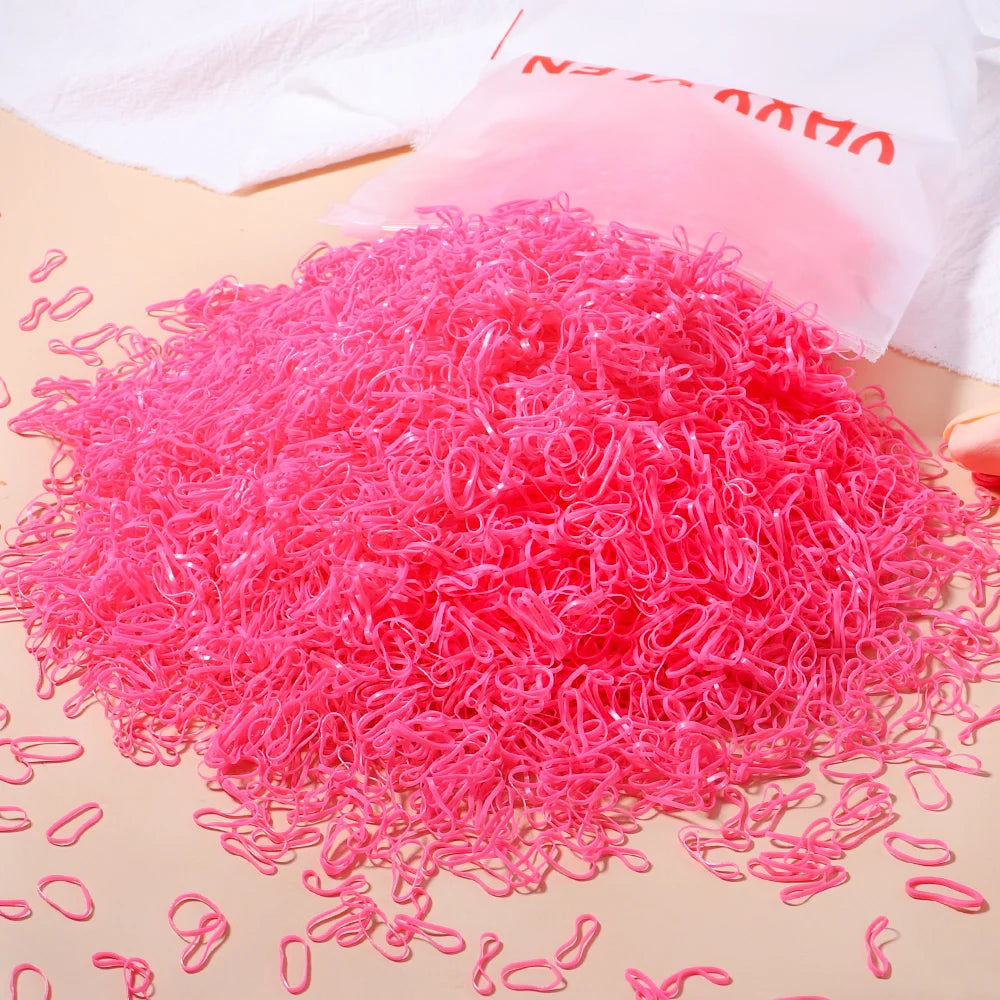 500/1000/2000 Stück bunte Einweg-Haargummis für Mädchen, Haarbänder, Haargummis, Haaraccessoires für Kinder