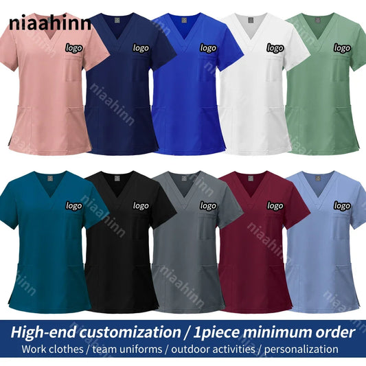 Pet Grooming Institution Surgical Workwear Scrubs Medical Nursing Uniform Customizable Logo Hospital Jogger Clothes with Pocket
