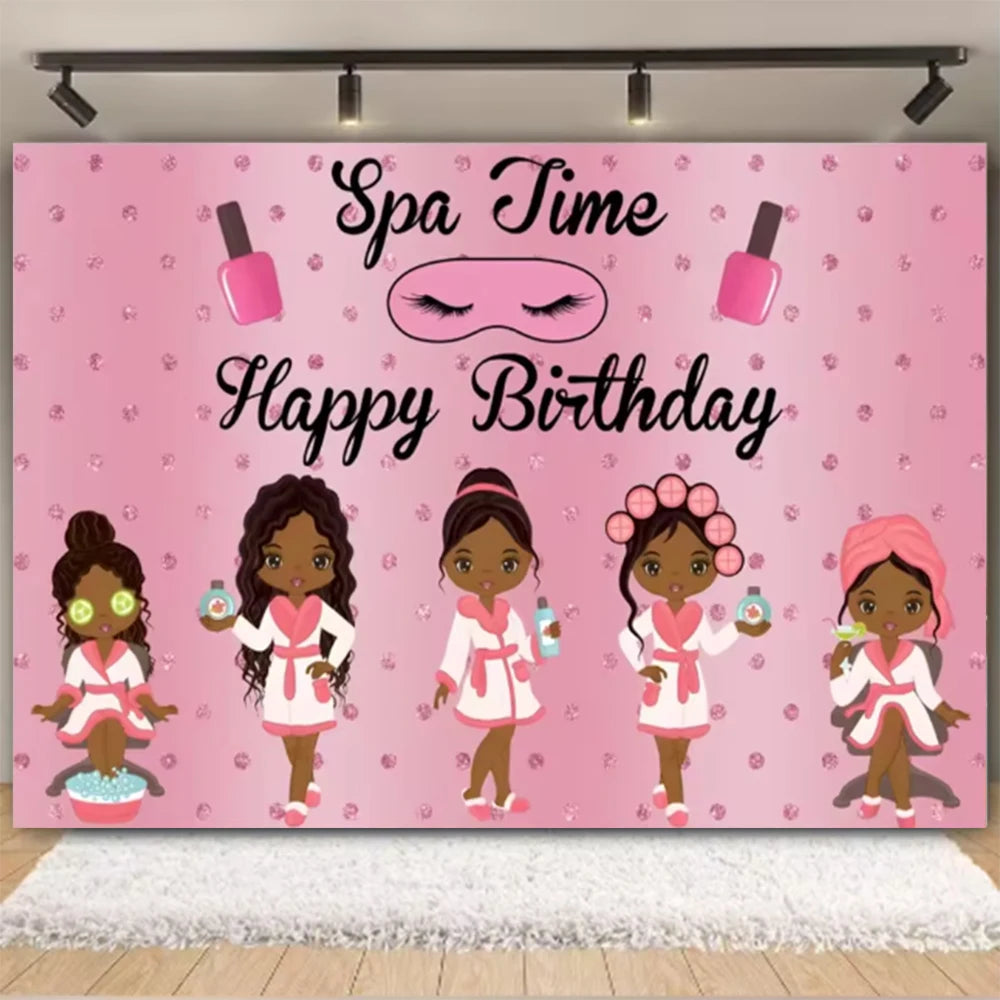Girl's Birthday Party Supplies  Cosmetics Decorations Background Banners Disposable Cups Plates Knives Forks Spoon Gift Backdrop