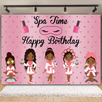 Girl's Birthday Party Supplies  Cosmetics Decorations Background Banners Disposable Cups Plates Knives Forks Spoon Gift Backdrop