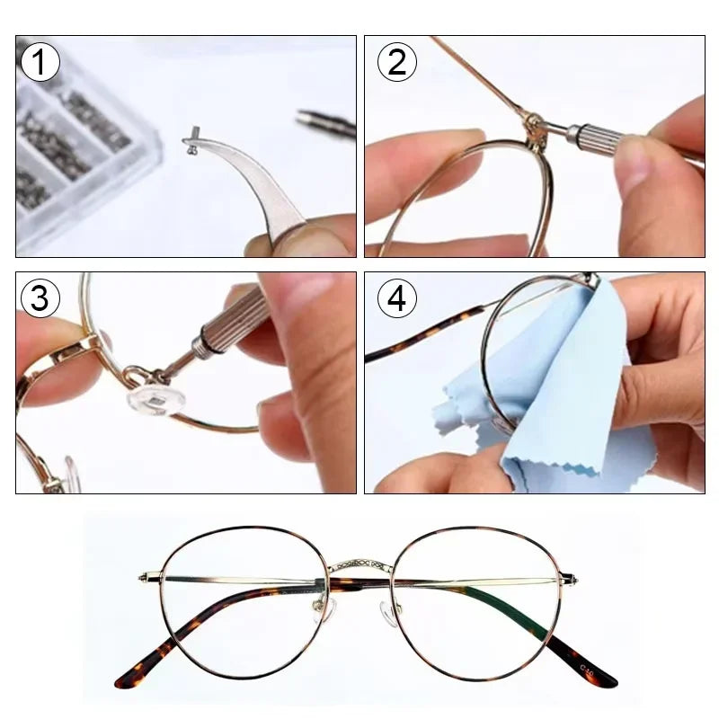 Screw Kit For Glasses, Nose Holder, Frame Nut, Spacer For Glasses Without Frame, Accessories, Box Of 18 Screws Specification
