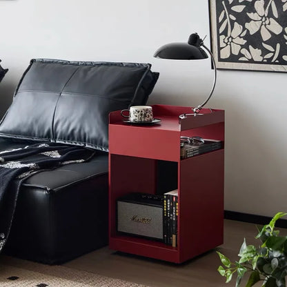 Recessed Bedroom and Living Room Bedside Table Storage Cabinet Multi-Functional Bedside Cabinet Storage Unit with Wheels
