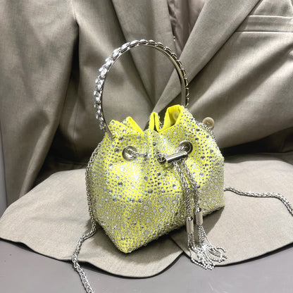Handle Rhinestones Evening clutch Bag Purses and handbag luxury Designer shoulder bag Shiny Crystal Clutch purse bucket bag