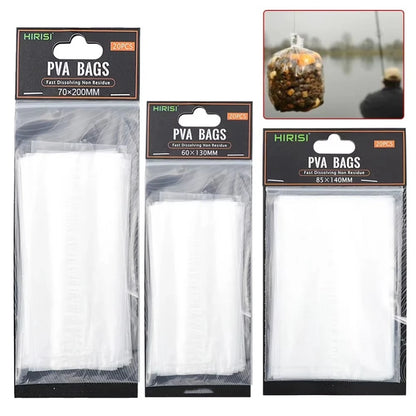 20PCS New Fast Dissolving PVA Bags Non Residue Fishing Tools PVA Lure Mesh Fishing Accessories for Carp Fishing