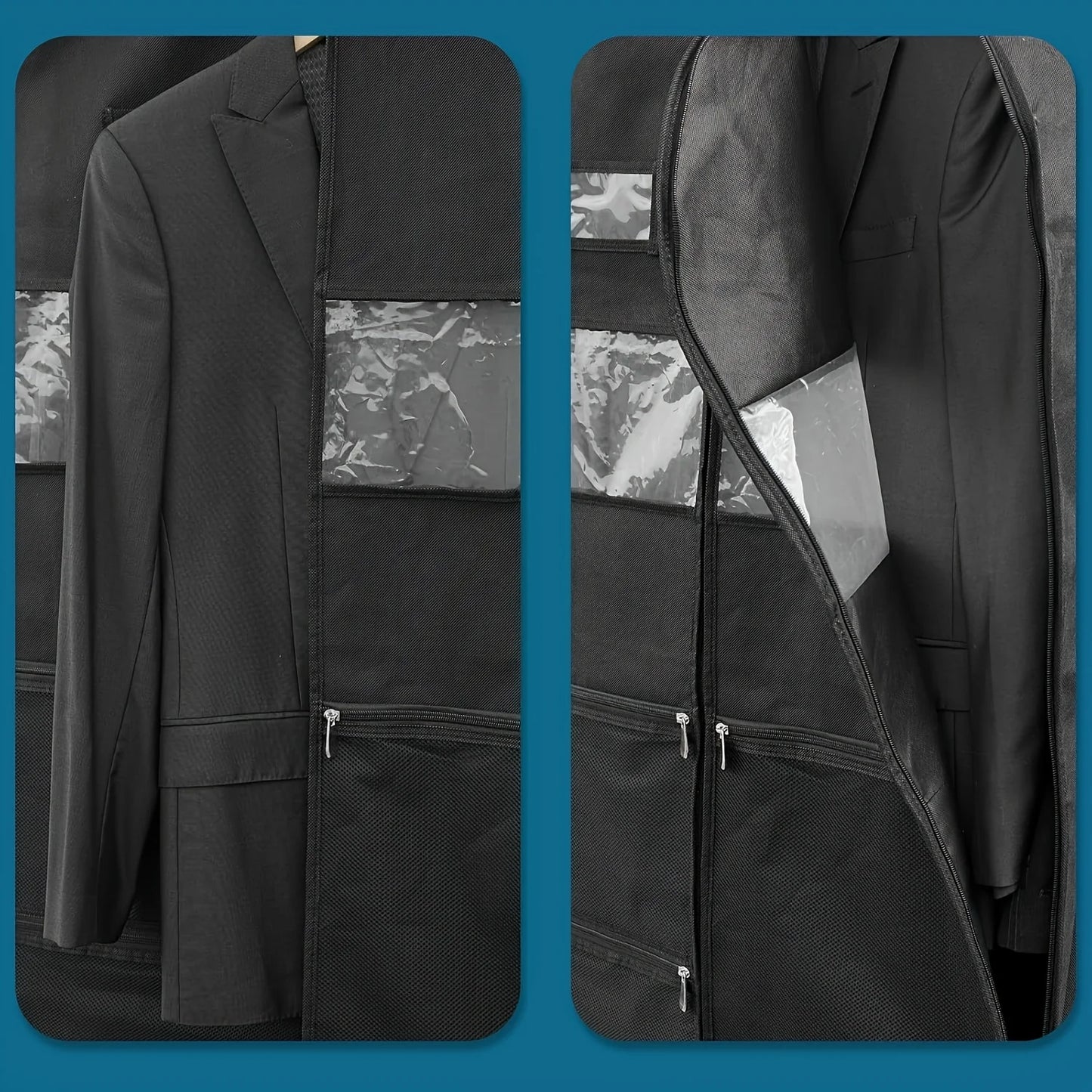 Garment Bags for Travel,Hanging Garment Bags for Men,Double Sides Zipper & Large Mesh Pockets,Monogrammed Closet Clothes Storage