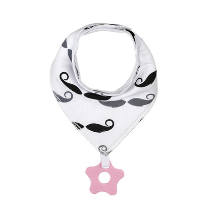 Baby cotton feeding bibs: Multi-functional triangular drool pads with teething toy—skin-friendly,anti-spitup,keeps clothes clean