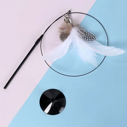 Cat Toy Cat Toys Interactive with Sucker Feather Toys for Cats Tease Sucker Stainless Steel Wire Cats Toy with Bell Pet Products