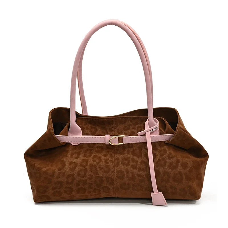 Newly Leopard PU Leather Shoulder Bags for Women Luxury Designer Brand Trend Tote Bag Females Short Handle Handbags and Purses