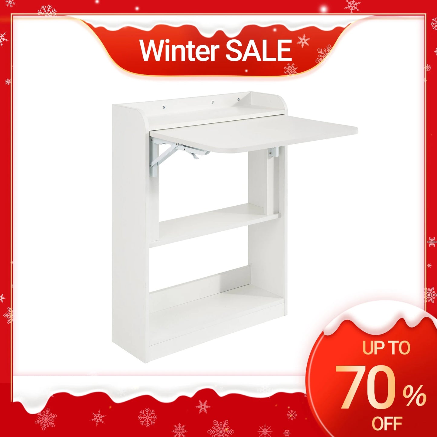 SoBuy FWT92 Folding Computer table table with shelves Folding table work table office table for home office wall table