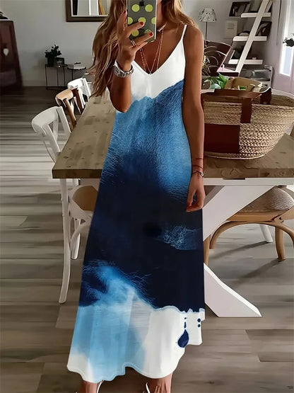 Colorful Fun Graffiti Dress 2024 New Summer Ladies Fashion Sexy Slip Dress Summer Comfort Extra Long Sleeveless Slip Vest