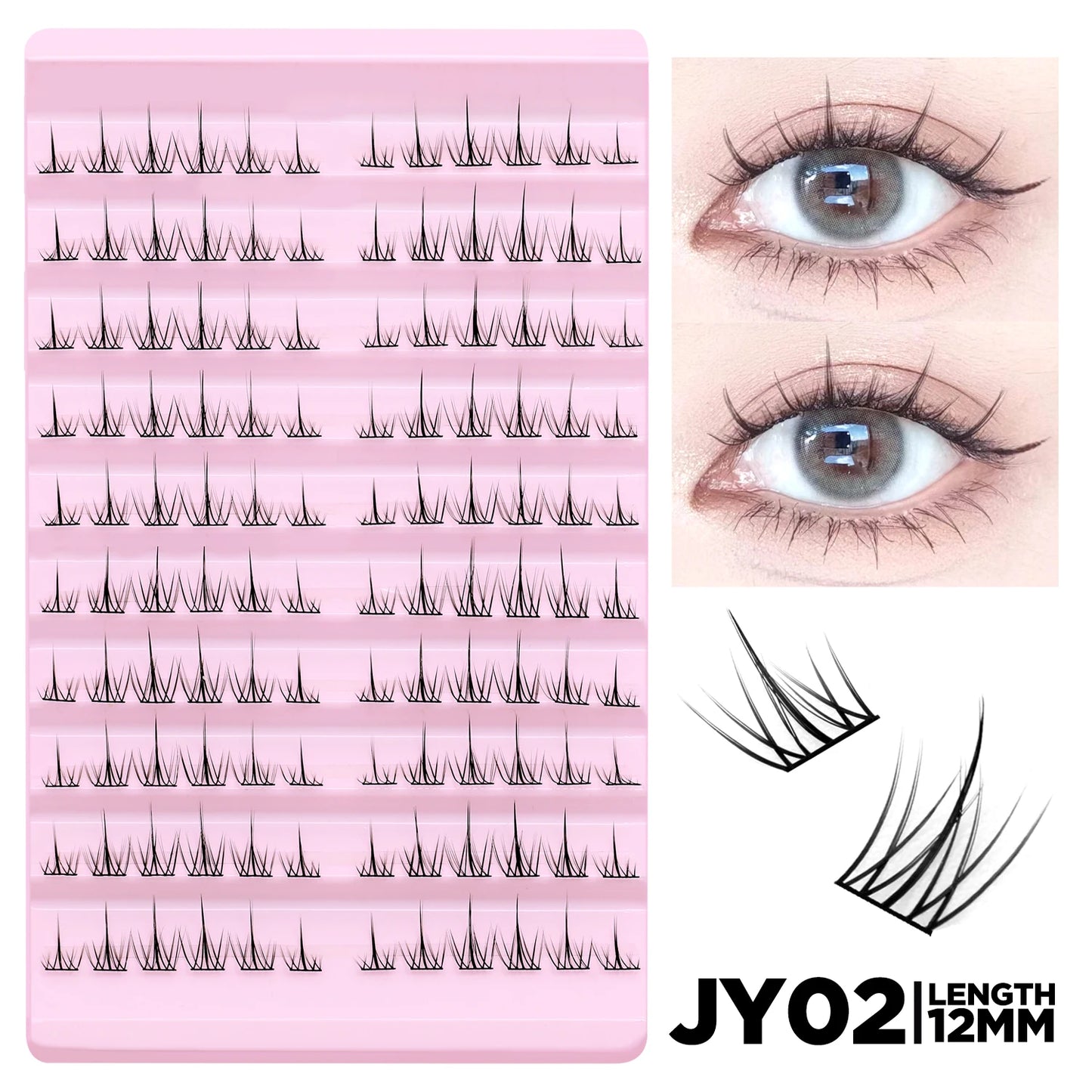 GROINNEYA Cat Elf Eyelashes Book 15 Rows Large Capacity Natural Manga Lashes Effect DIY Eyelashes Extension Clusters Makeup