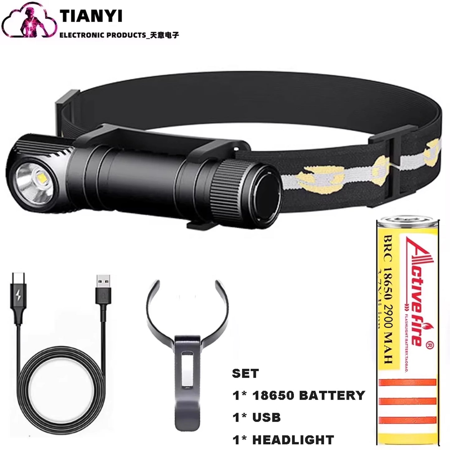 Headlamp with Aluminum Alloy Headband, L2 High Brightness Outdoor Lighting, Corner Light for Low-Light Work, Waterproof for Camp