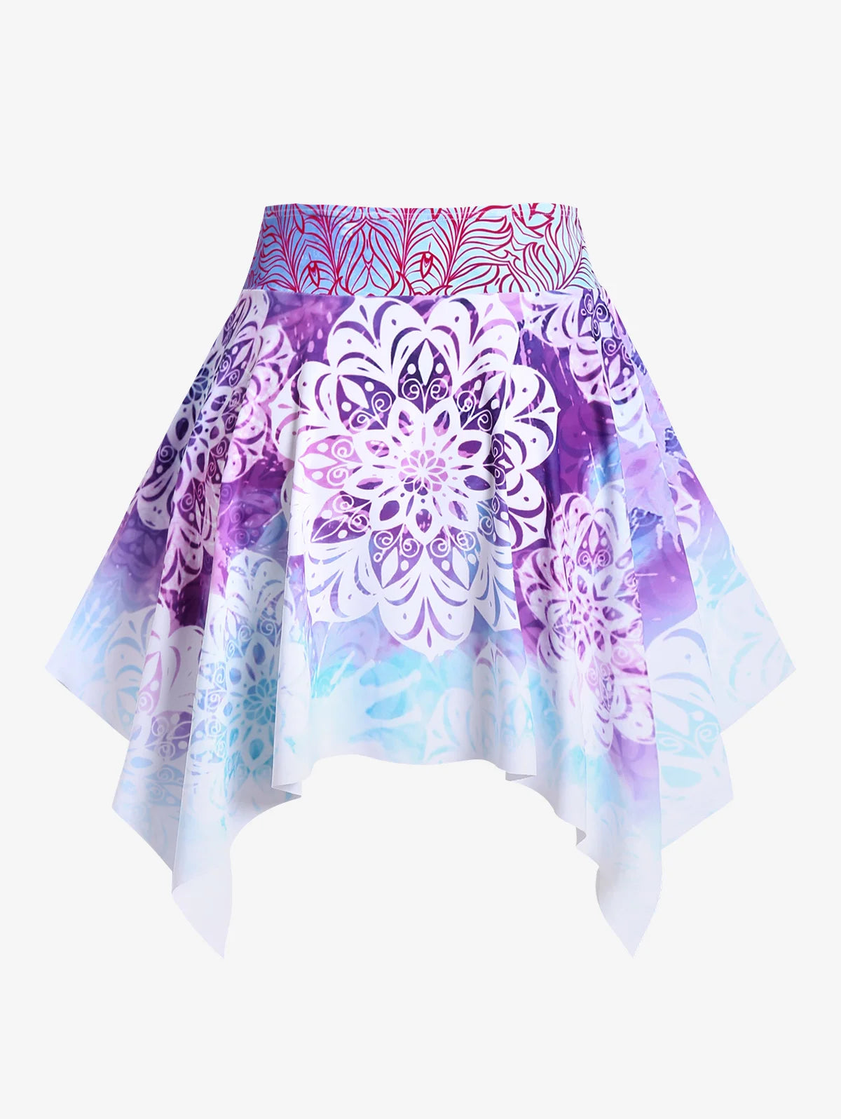ROSEGAL Plus Size Women's Three-Piece Padded Tankini Swimsuit Stripe Colorblock Bikinis Set, Or Purple Ethnic Printed Swimwears