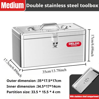 Multifunctional Tool Case Stainless Steel Electronic Toolbox Organization of Tools Suitcase Portable Waterproof Large Hard Case